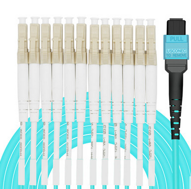 High Speed OM3 Fiber Optical MTP Trunk Cable MPO Patch Cord 12 Cores