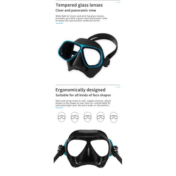 Rubber Diving Prescription Mask Snorkel Goggles Set ROHS Certified