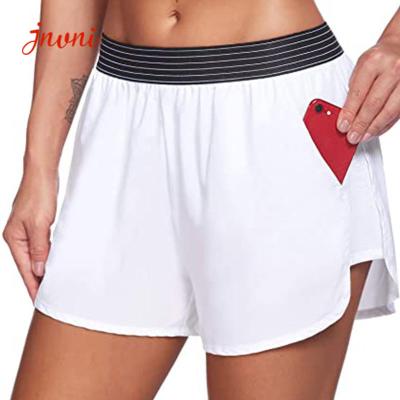Bolsos laterais do short do motociclista das mulheres do short dos esportes das breves mulheres elásticas da faixa