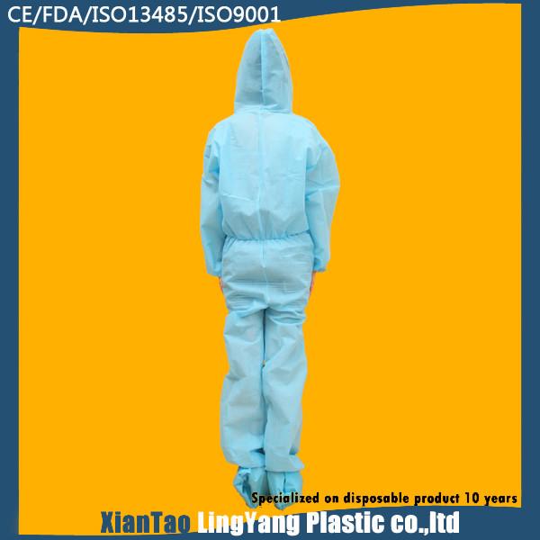 Long Sleeve Disposable Waterproof Coveralls One Piece Work Uniform ISO Standard