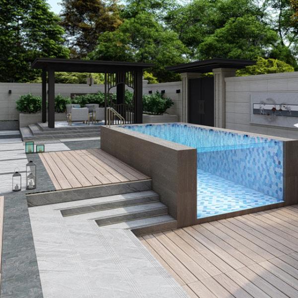 31 Years Non-Yellowing Glass Panel Wall Outdoor Custom Rectangle Prefab Swimming Pool
