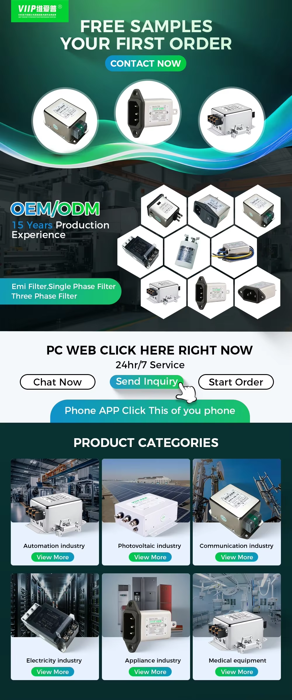 EMC EMI Filter with 500VDC Input Impedance and Low Pass Transfer Function for Panel or PCB Mount