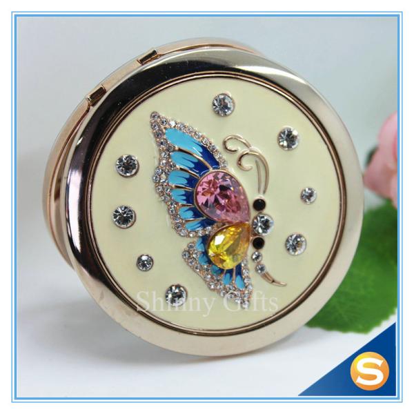 Shinny Gifts Metal Compact MirrorJeweled Makeup Pocket Mirror Custom Cosmetic Mirror
