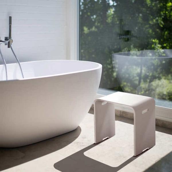 Solid Surface Stone Shower Stool   Matte Or Glossy Surface Finishing