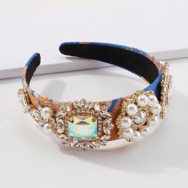 hyperbole fashion new fabric crystal diamond headbands pearl hoops hair Yiwu accessories