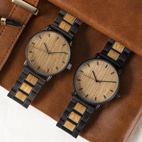 Wooden Band Quartz Battery Wristwatches Harlex Mirror Material 113g