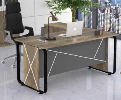 L-Shaped Executive Office Desk with Melamine Color brown+gray