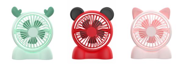 Mini ventilador recargable portátil,batería de 500 mAh, tiempo de funcionamiento de 2,5 horas, carga de 0,7-1 horas, 5V de CC, material ABS + PP + PVC, ajuste de ángulo