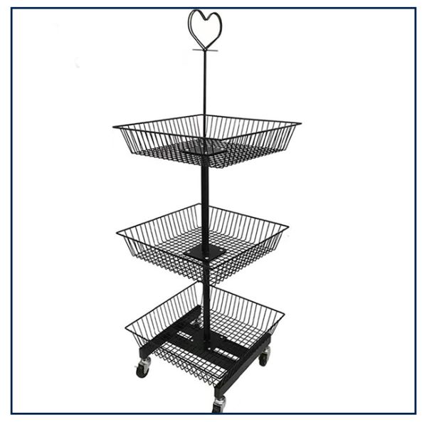 Popular Supermarket Wire Container Promotion Mesh Cage With Wheels