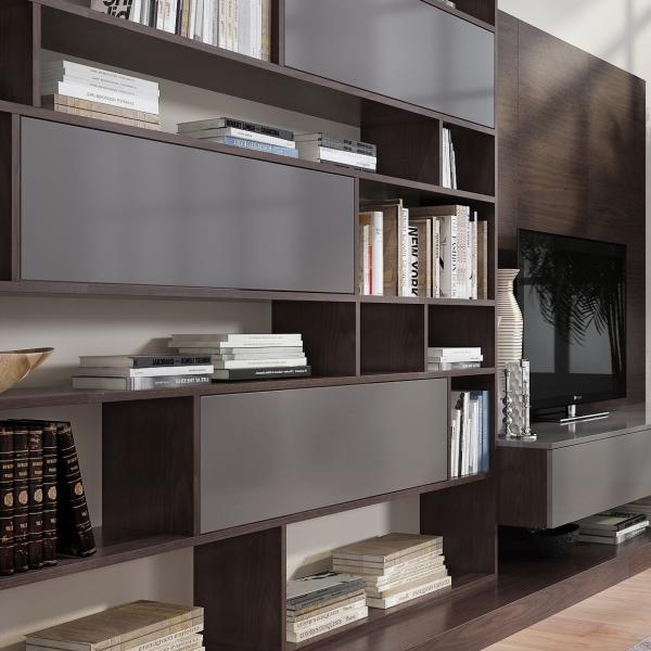 Meuble TV en noyer, console multimédia, support de café, centre de divertissement, anti-eau et anti-saleté