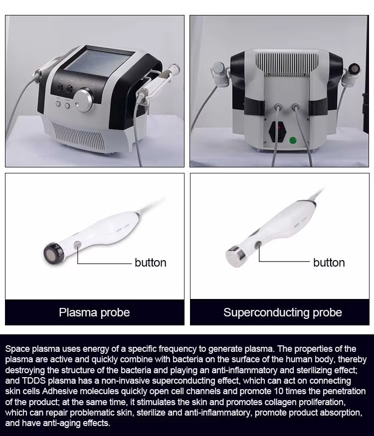 Skin Rejuvenation Face Lift Wrinkle Removal 2 In 1 Ultrasonic Hydor Space Plasma Machine