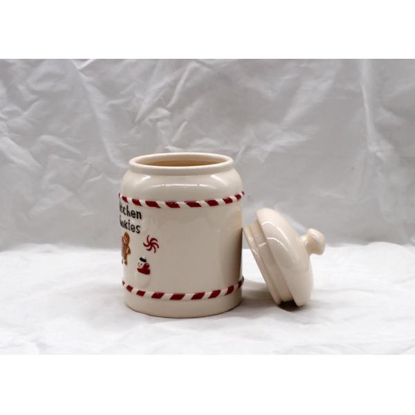 Christmas Snack Treat Ceramic Cookie Jar Snowman Design With Lid Strong Dolomite