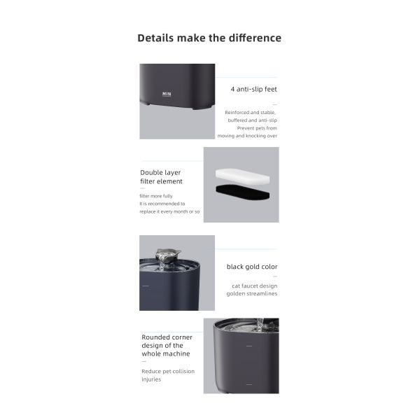 Large 2L Automatic Pet Water Dispenser Stylish New Model PP Pet Fountain LCD Display Time Setting Charging Circulating