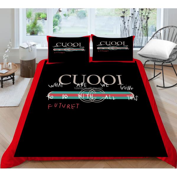 Luxury Fashion Design Nondisposable Microfiber Quilt Cover Set with Pillowcases
