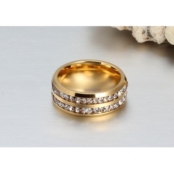 Alliance éternité de mariage en acier inoxydable géométrique 8mm avec incrustation de zircone cubique CZ