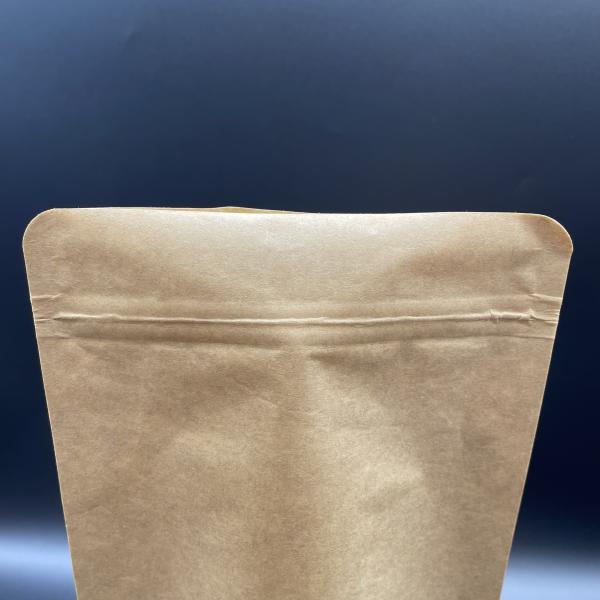 Blank Brown Biodegradable Kraft Stand Up Pouch With Ziplock 140um Thickness