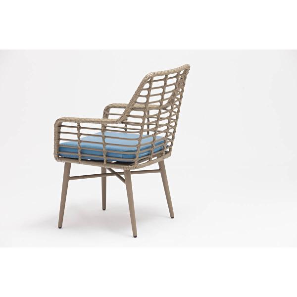 Silla de rotín de jardín con marco recubierto en polvo para muebles exteriores resistentes al agua y al sol