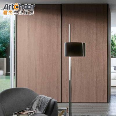 NO Folded Modern Sensor Slide Wooden Door Sliding Glass Wardrobe For Bedroom Furniture