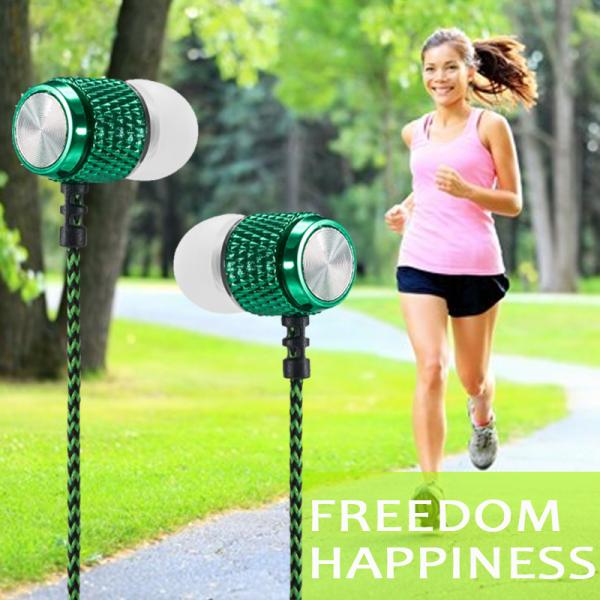 Nylon Braided Hifi Noise Cancelling Corded Earbuds IPX5 Waterproof Sport Hifi Headset
