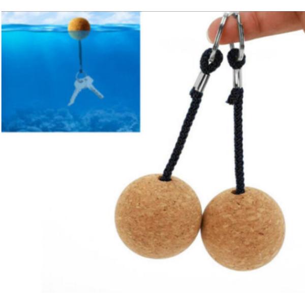 Custom Logo Printed Round Cork Ball Keyring Blank Floating Wooden