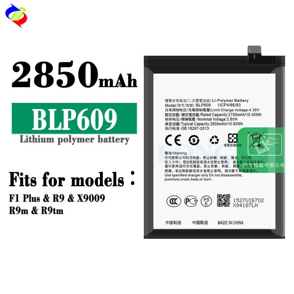 OPPO F1 Plus Bateria de telefone celular 2850mAh BLP609 F1 /F1 Plus/R9 R9m R9tm para Branco