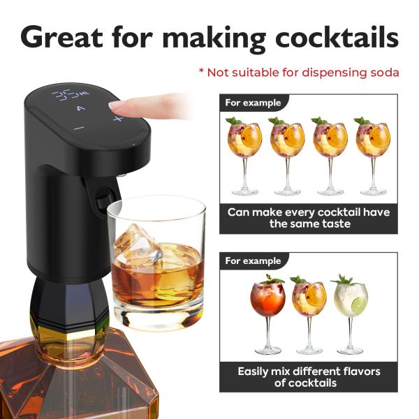 30 pièces / carton Dispenser de whisky intelligent avec écran tactile LED Pour la maison Bar Pub Source d'alimentation 4.5W