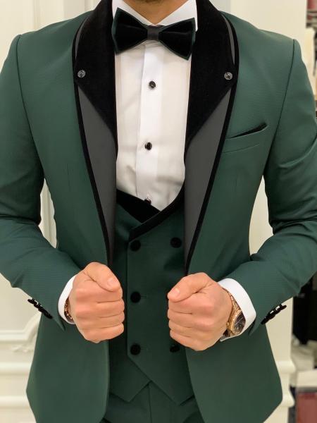 Bergamo Green Mens Peak Lapel Tuxedo