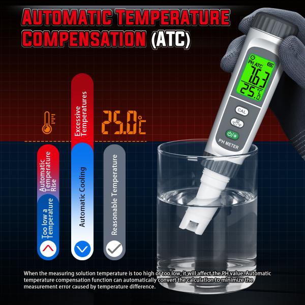 HABOTEST HT631A/B Medidor digital de pH - Teste profesional de calidad del agua con ATC, 0,01 Alta precisión para hidroponía, acuarios, piscinas, agua potable y uso doméstico