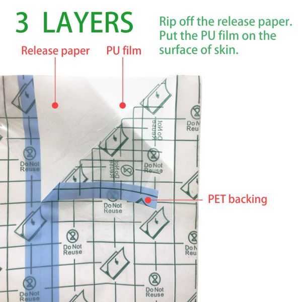 Matte Waterproof Medical Adhesive Tape PU Film Self Adhesive Wound Dressings