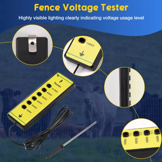 6000V Electric Fence Tester High Voltage Portable Non Contact Voltage Tester With Bright Green Shell