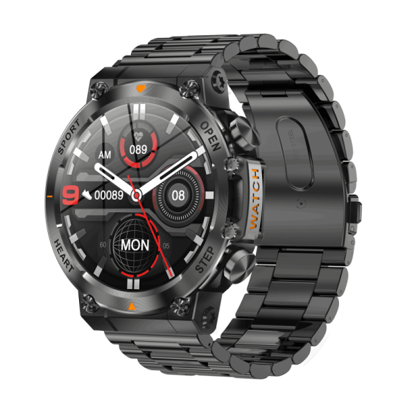 Support OEM & ODM | AK61 Heavy-Duty Outdoor Tactical Smart Watch with IP68 Waterproof, 400mAh Battery, and BT5.1 Connection