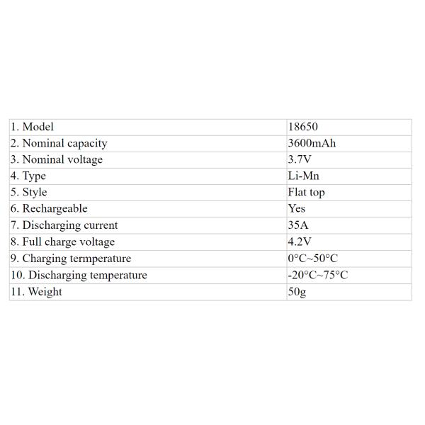 Chine fabricant à vendre à chaud Enook 18650 3600mAh batterie rechargeable Li-ion