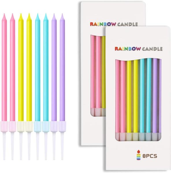 Rainbow Birthday Candles - Colorful Birthday Candle Cake Candles Cupcake Candles For Birthday, Wedding & Lucky