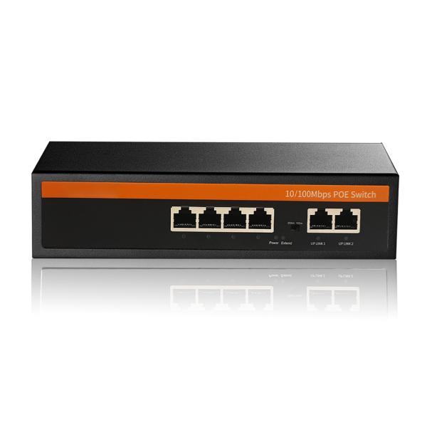 250m VLAN 4+2 POE Switch Full 10 / 100 / 1000Mbps 4 POE Ports and 2 Uplink Ports