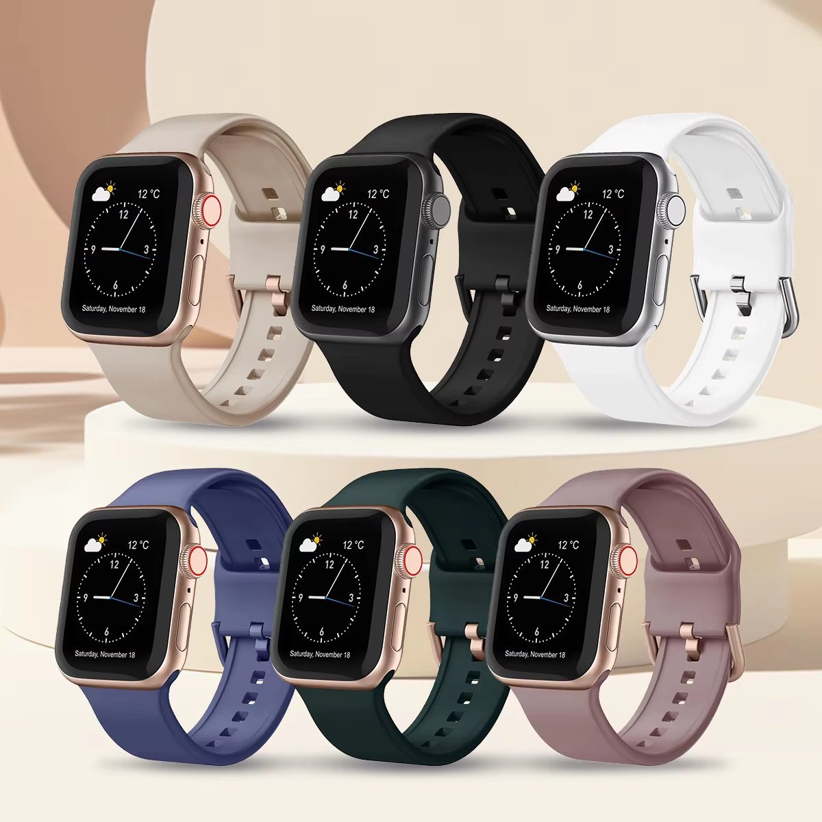 Mens Silicone Rubber Strap 49mm 45mm 44mm for Apple Watch Ultra 3 2 Series 11 10