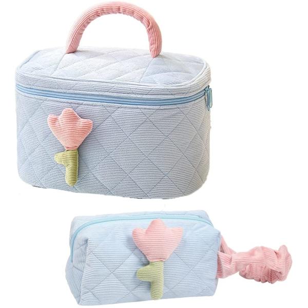 Soft Corduroy Makeup Bag Set Makeup Bag Organizer Bag  Large Shock-proof Cute Makeup bag Suitable for la