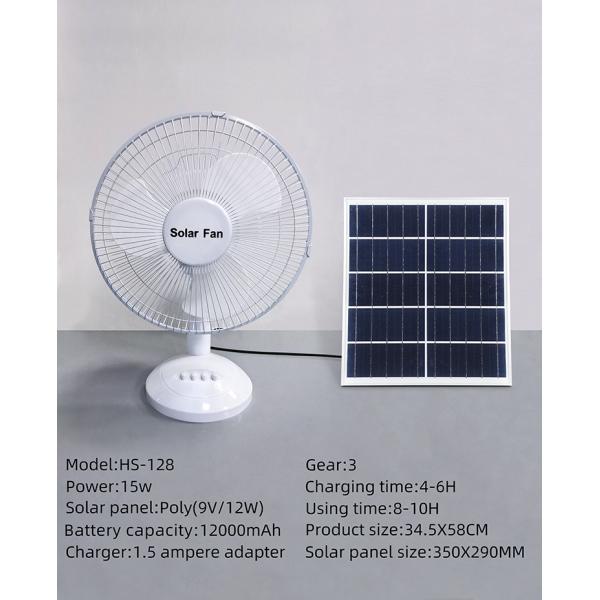 12000mAh 12W Portable Solar Fan 42cm Width Solar Charging