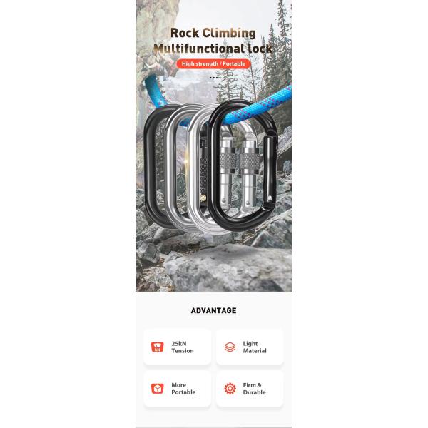 25KN Snap Hook Locking Aluminium Carabiner Clip Perfeito para segurança e segurança