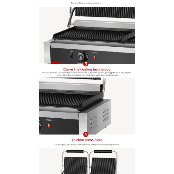 220В нержавеющая сталь двойной пластины Панини гриль для сэндвича гамбургер сэндвич пресс