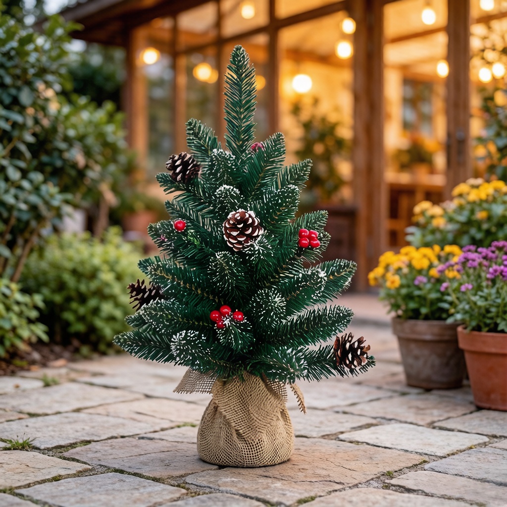 2026 Modern Multi-Design Artificial Mini Christmas Tree Tabletop Decoration Outdoor Use Plastic & Steel Craft
