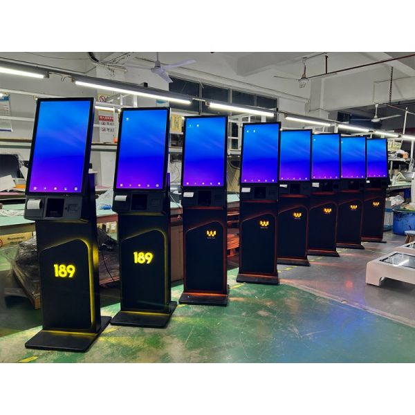 27/32 Inch Floor Standing Touch Screen Self Service Kiosk with 1920X1080 Resolution for Self Ordering and Interactive Use