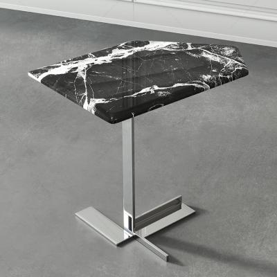 Sofá moderno mesa de lado com perna de aço inoxidável de mármore