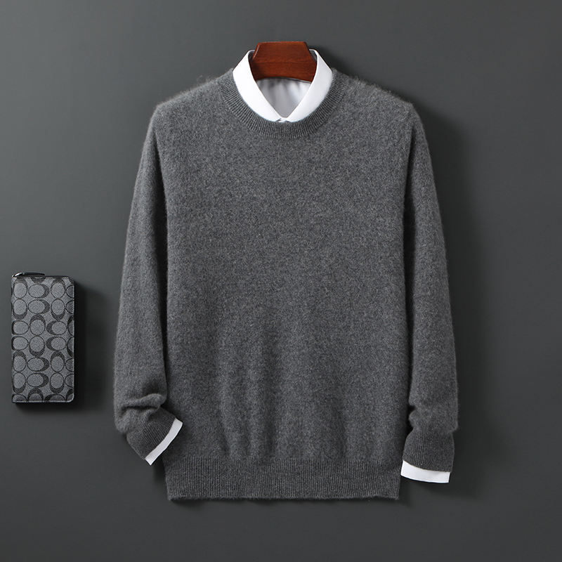 Men's 100% Wool Pullover Knit Sweater - Breathable 12 GG for Autumn Winter