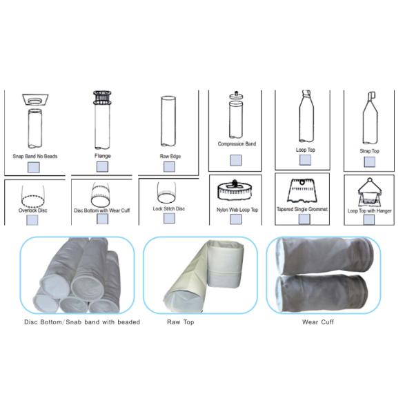 120 - 300mm Diameter Industrial Filter Bags Polyester / Acrylic Needle Felt