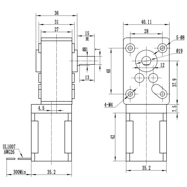 Мотор NEMA 14 35mm гибридный Stepper с осью коробки передач изготовленной на заказ d червя