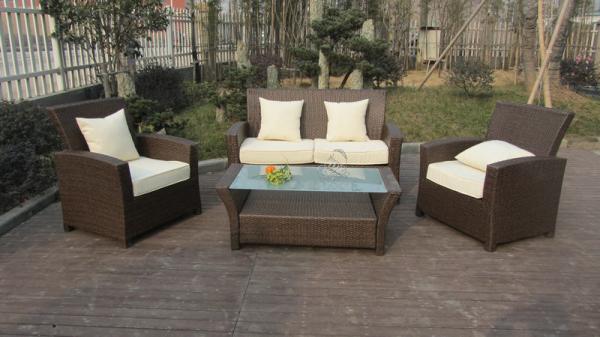 KD 4pcs cheap garden sofas outdoor rattan sofa as customized color