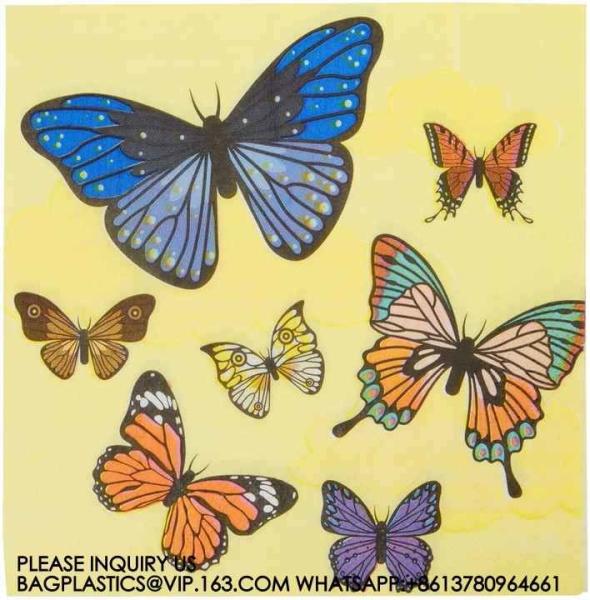 Birthday Party Decoration Festival Tableware Paper Plates Cups Purple Butterfly Party Supplies