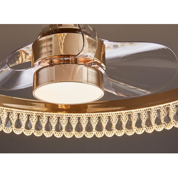 Modern Luxury Crystal Fan Lamp for Bedroom 2026 Trending Invisible Ceiling Fan LED DC Integrated Electric Wind Shaking Head