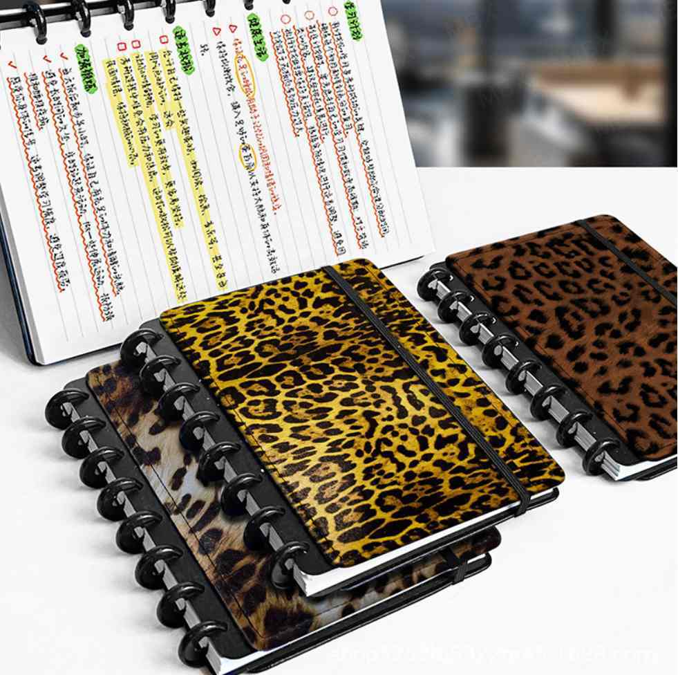 Leopard Print Paper Cover A5 Coil Notebook Eco Friendly With 80 Sheets Spiral Journal