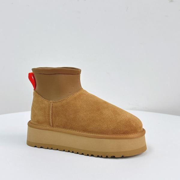 Slim Thick-Soled Pencil Boots Women'S New Winter Plus wool Thickened Snow Boots Women'S Outer Wear Cowhide Waterproof